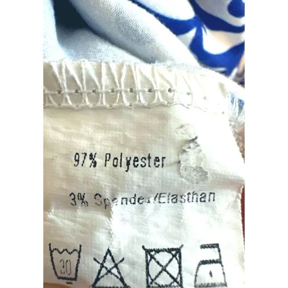 Halife Womens Long Sleeve Blue and White Abstract Patterned Tunic Top M - Picture 4 of 6